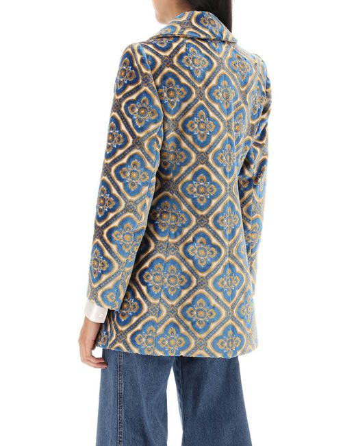 Etro Gray Velvet Stitch Jacquard Jacket