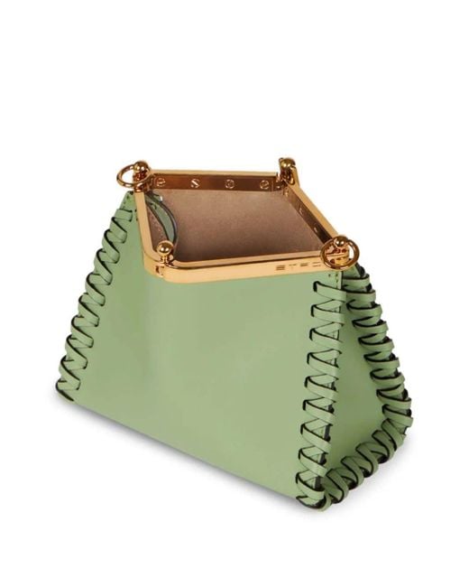Etro Green Vela Mini Bag With Thread Work