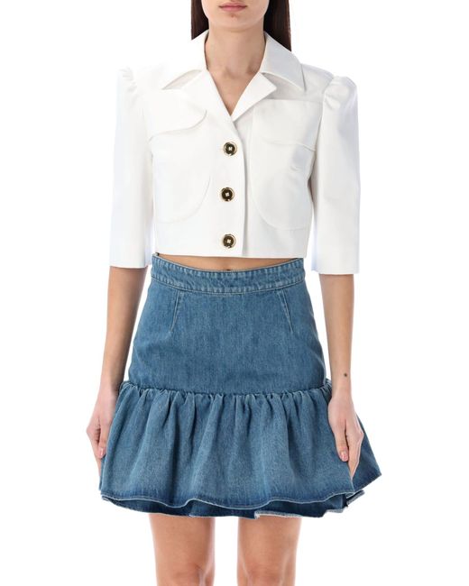 Patou Short Sleeves Cotton Jacket in Blue Lyst