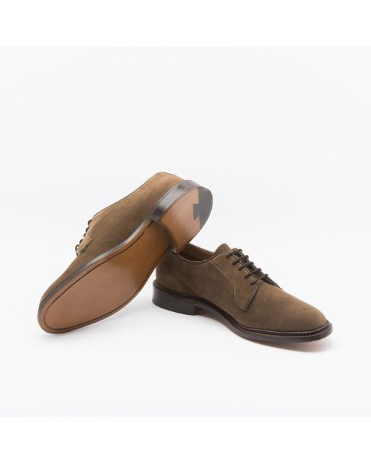 Tricker's Brown Robert New Castorino Suede Derby Shoe for men