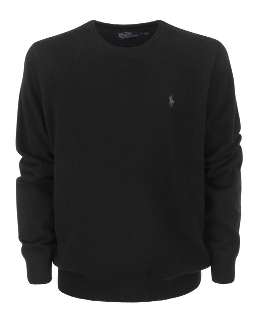 Polo Ralph Lauren Black Crew-Neck Wool Sweater for men