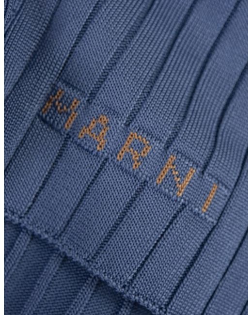 Marni Blue Light Ribbed Knit Short Gilet