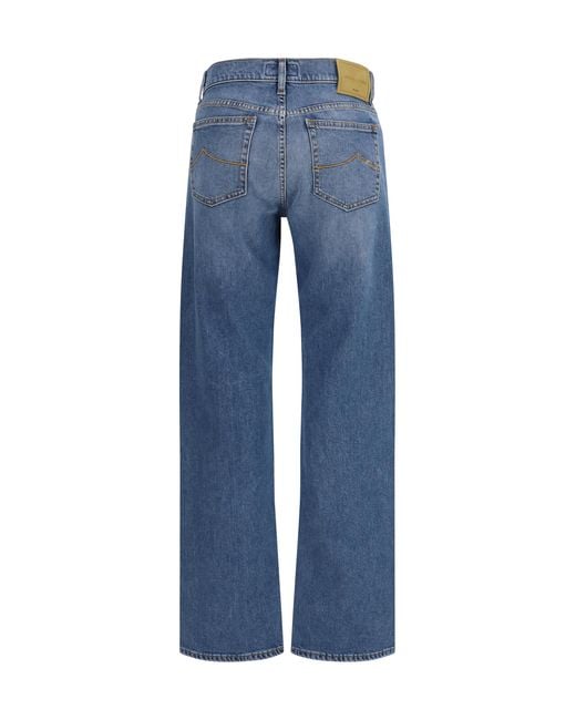 Jacob Cohen Blue Claire Mid-Rise Straight Jeans Cotton