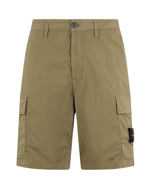 Stone Island Green Cotton Cargo Pants Short for men