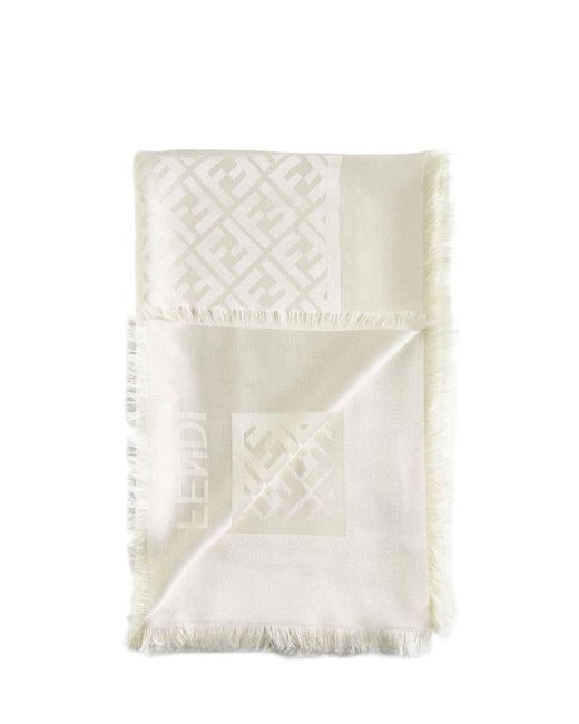 Fendi White Organic Silk Shawl