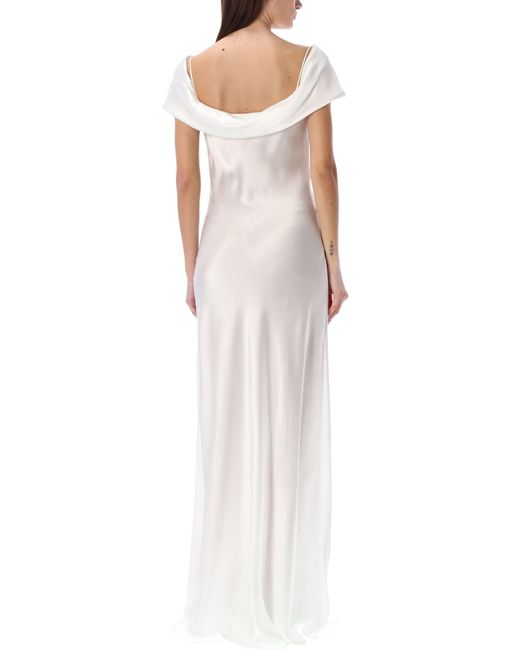 Alberta Ferretti White Satin Long Dress