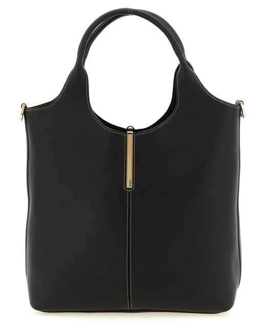 Tod's Black Small Metal Plate Shopping Bag
