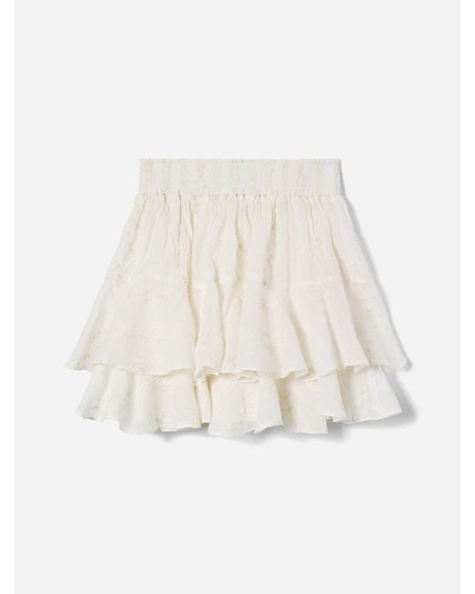 Mc2 Saint Barth White Eivissa Short Ramie Skirt With Embroidery