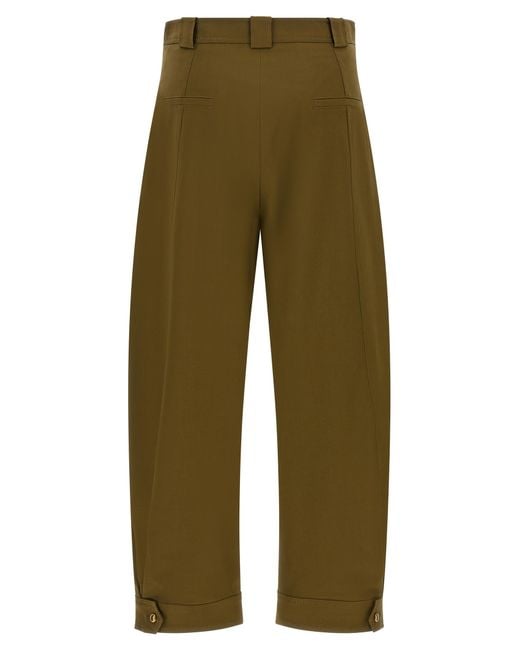 Max Mara Green Cotton Cropped Pants