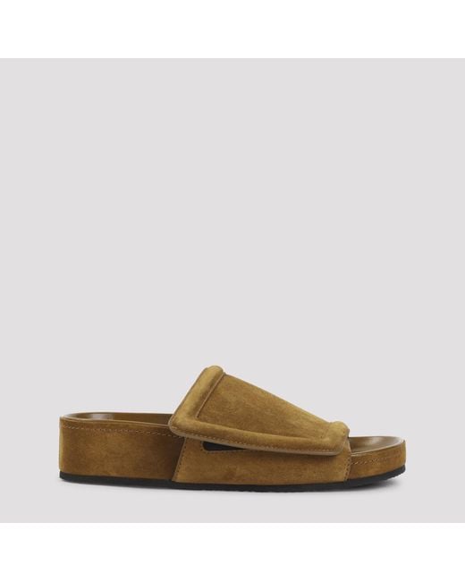 Phoebe Philo Brown Chunky Slide Suede Leather Shoe