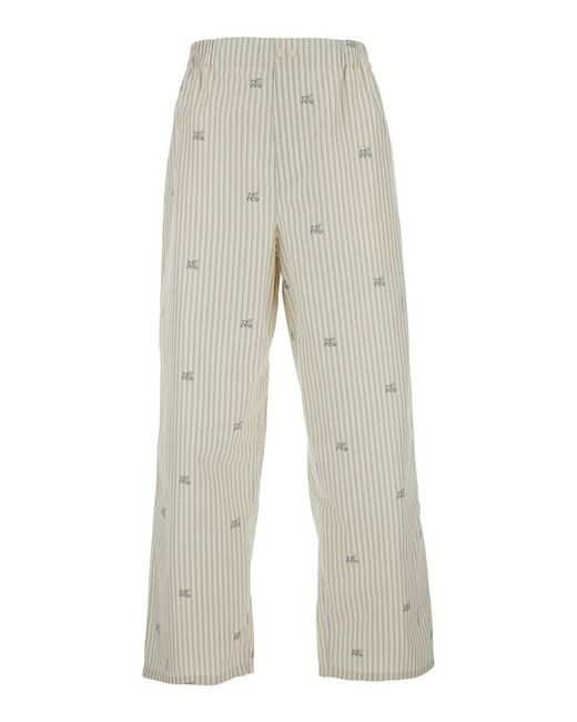 Jacquemus Gray Pants With Elasticated Waist And Striped Design for men