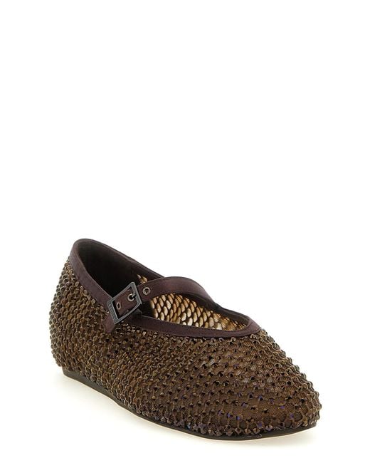 Le Silla Brown Polyamide Ballet Flats