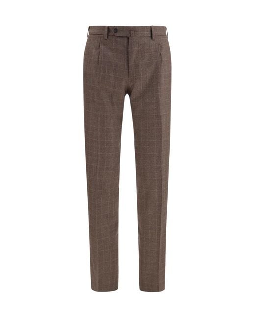 Germano 1952 Brown Tailored Wool Pants Fleece (Ovis Aries) Trousers for men