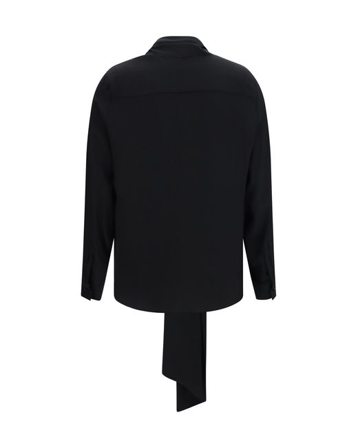 Burberry Blue Silk Blouse With Scarf Tie, Jacket
