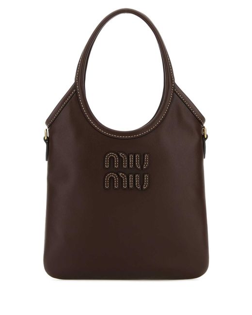 Miu Miu Brown Leather Shopping Bag