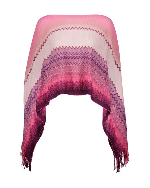 Missoni Pink Fringed Knit Poncho
