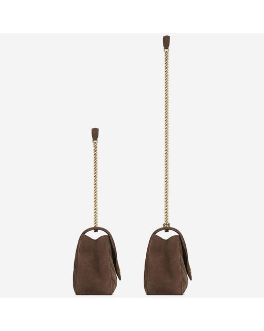 Saint Laurent Brown Loulou Media Bag Matelé Suede Leather Shoulder
