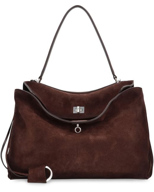 Balenciaga Brown Tote Bag Rodeo Media Suede Calf
