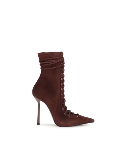 Le Silla Brown Calf Leather Bos Taurus Lace-Up Boots