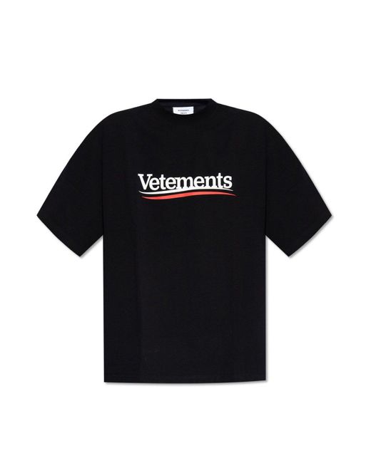 Vetements Black Logo Printed Crewneck T-Shirt