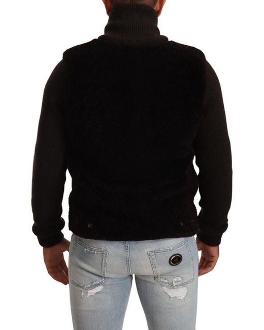 Dolce & Gabbana Black Elegant Leather Bomber Jacket for men