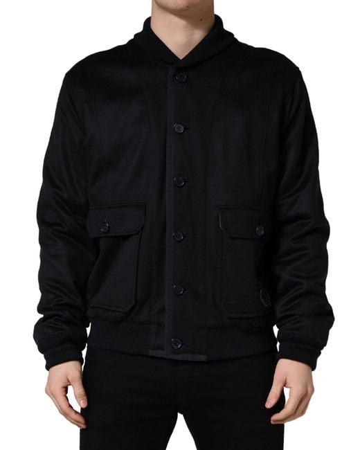 Dolce & Gabbana Black Cashmere Knitted Button Down Jacket for men