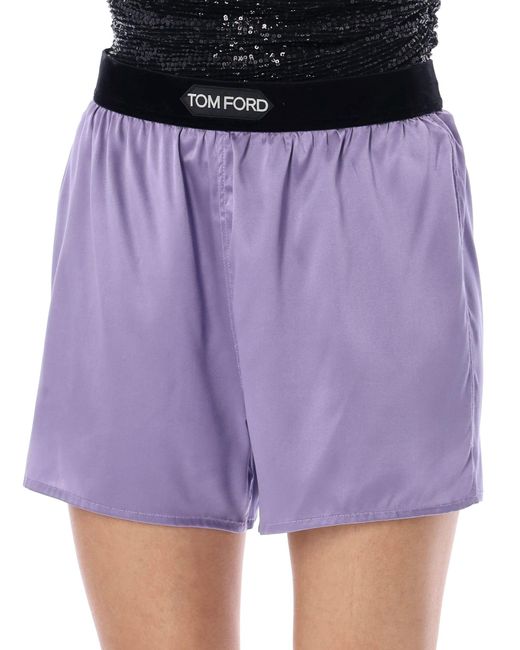Tom Ford Blue Stretch Silk Satin Boxer Shorts