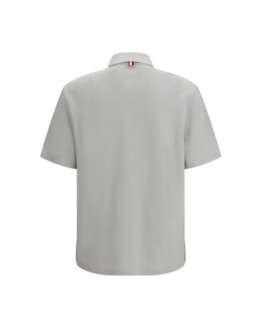 Thom Browne Gray Short-Sleeve Polo With Chest Pocket Shirts for men