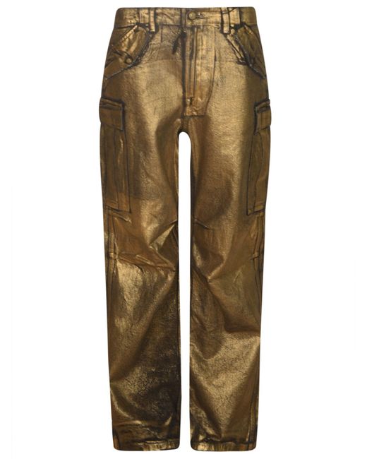 R13 Natural Cargo Buttoned Belted Trousers