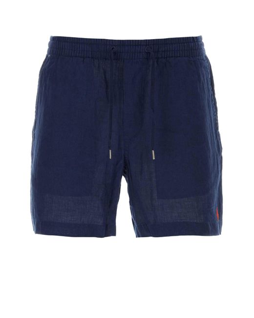 Polo Ralph Lauren Blue Linen Bermuda Shorts for men