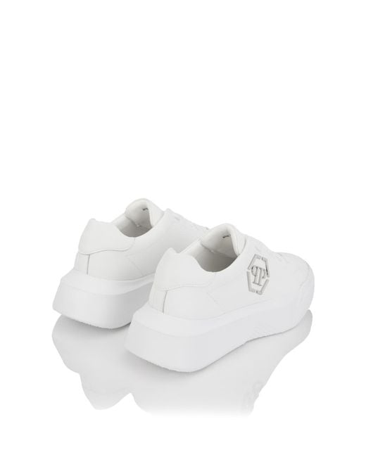 Philipp Plein White Godzilla Hexagon Logo Chunky Sneakers Shoes for men