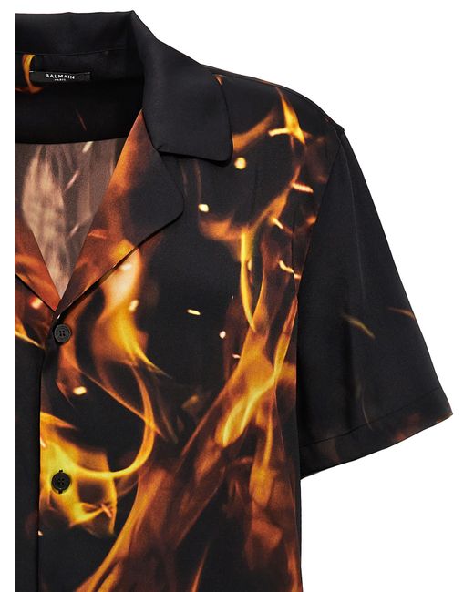 Balmain Black Fire Shirt, Blouse for men