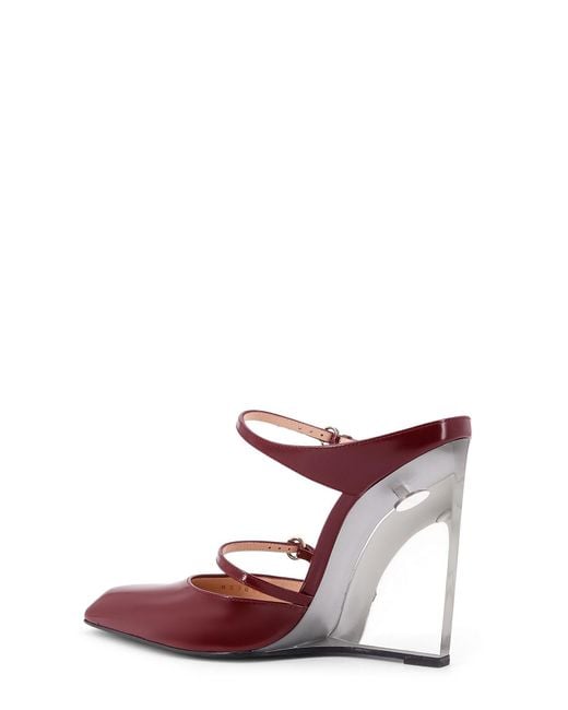 Gucci Red Wedge Leather Mule