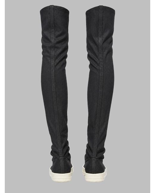 Rick Owens Black High Sock Sneaker Boots Cotton