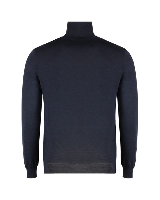Malo Blue Cashmere Turtleneck Pullover for men