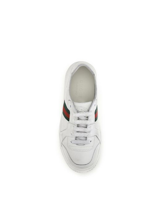 Gucci White Leather Sneakers With Web Detail For Boy for men