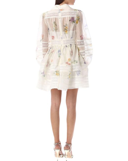 Zimmermann White Natura V-Neck Lace Mini Dress