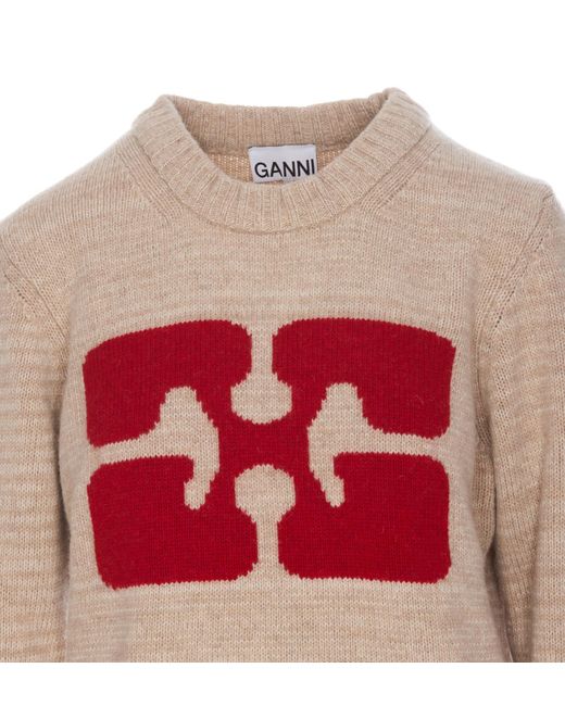 Ganni Red Graphic Butterfly Sweater