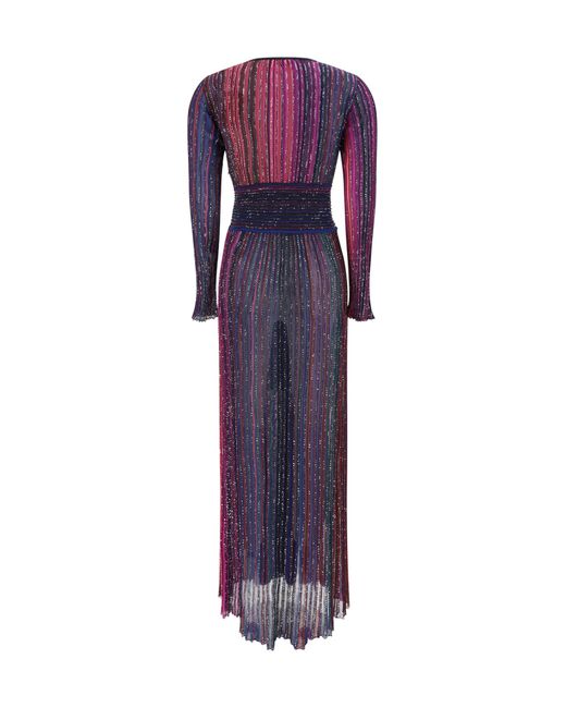Missoni Purple Lurex Pleated Long Dress