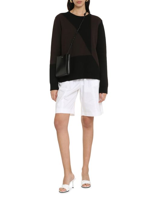 Jil Sander Black Crew-Neck Geometric Wool Sweater