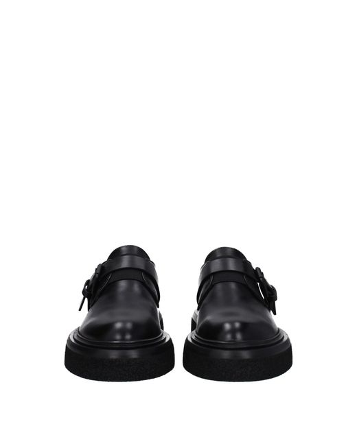 Max Mara Black Buckle Leather Loafers