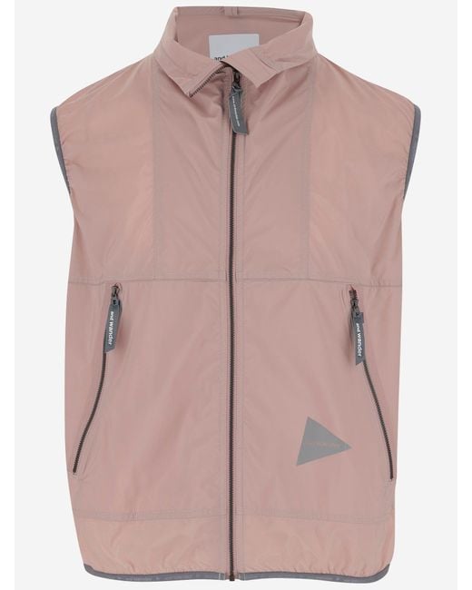 And Wander Pink Winter Vest With Logo for men