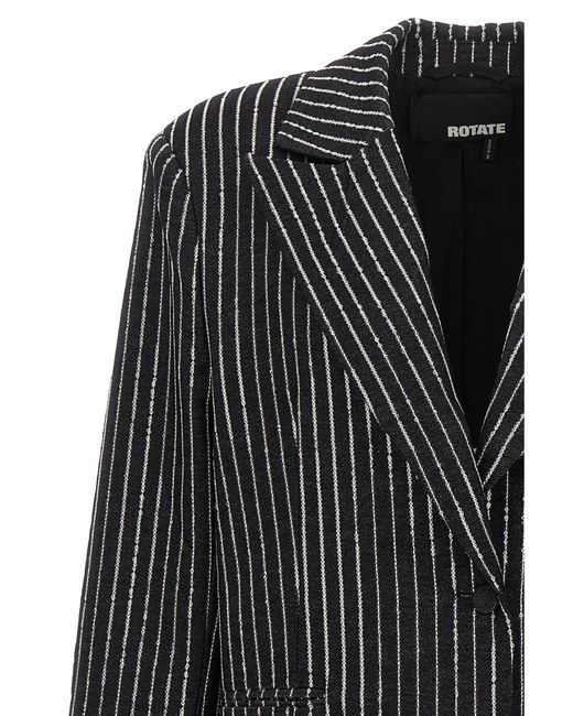 ROTATE BIRGER CHRISTENSEN Black Sequin Pinstripe Blazer Blazer And Suits