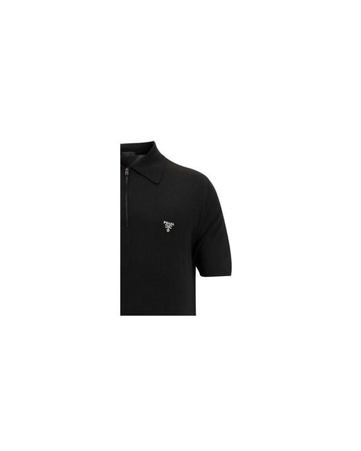 Prada Black Wool Oves Aries Polo Shirt for men