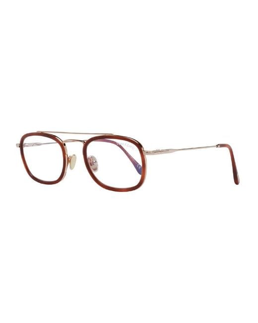 Tom Ford Brown Eyeglasses Square Full Rim, Havana Frame And Clear Light Block Lens Ft5677-B053 for men