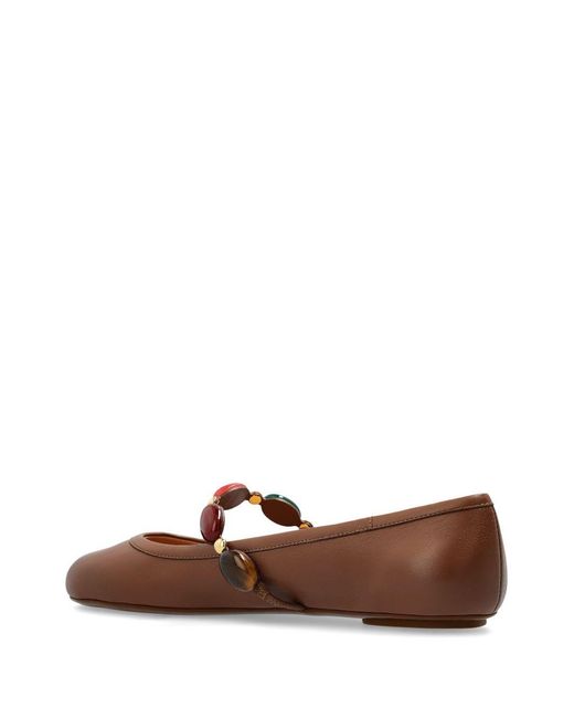 Gianvito Rossi Brown Shanti Leather Ballet Flats