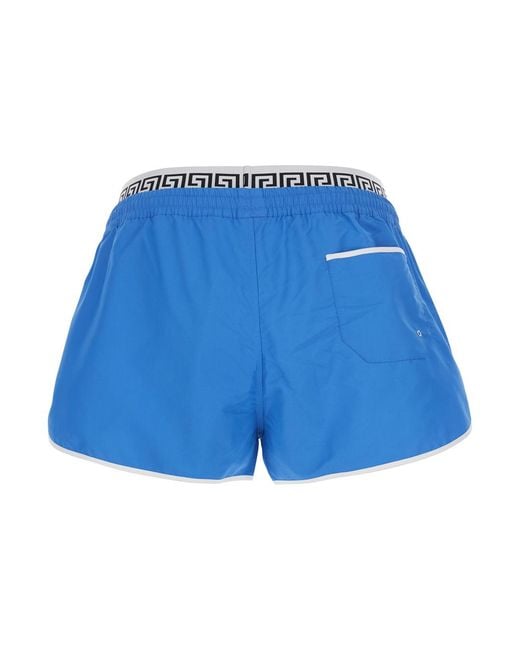 Versace Blue Swim Shorts Tech Fabric Polyester Beachwear for men