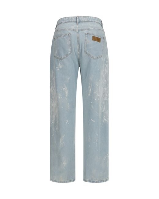 MM6 by Maison Margiela Blue Splatter Effect Jeans Cotton for men