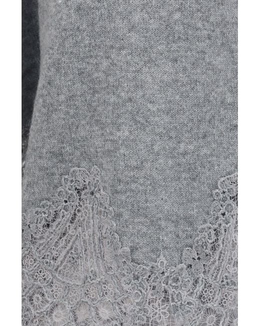 Ermanno Scervino Gray Boat Neck Lace Sweater Kashmir/Capra Hircus