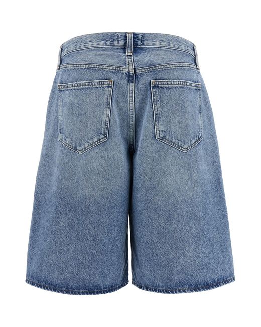 Agolde Blue 'Baggy V-Short' Bermuda Shorts